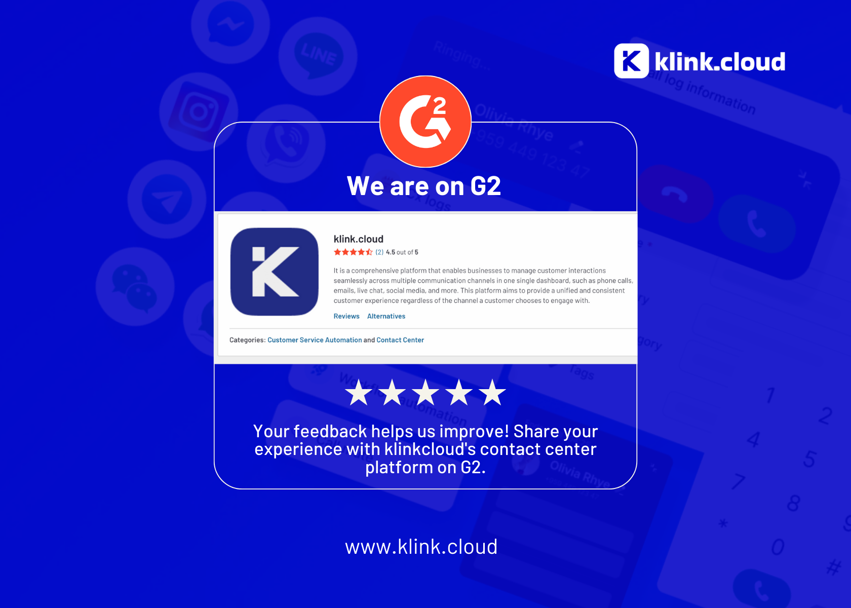 klink.cloud is on G2: Share Your Experience and Help Us Improve