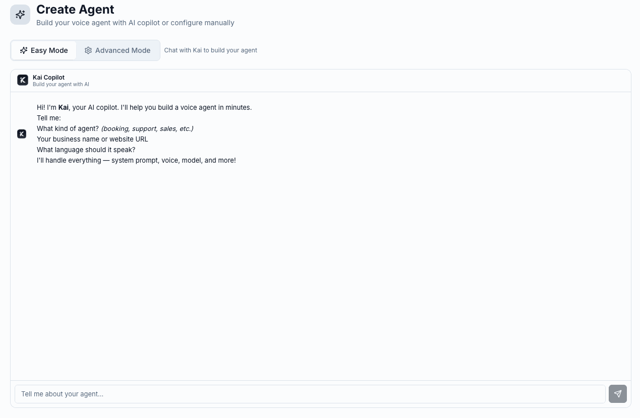 Easy mode, building a voice agent by chatting with Kai